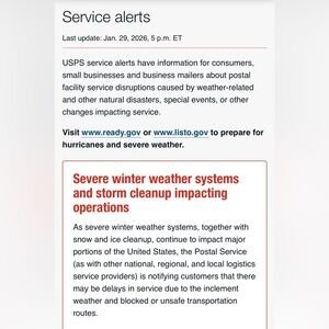 ‼️ Grace & Mercy: USPS Winter Weather Service Disruptions Notice